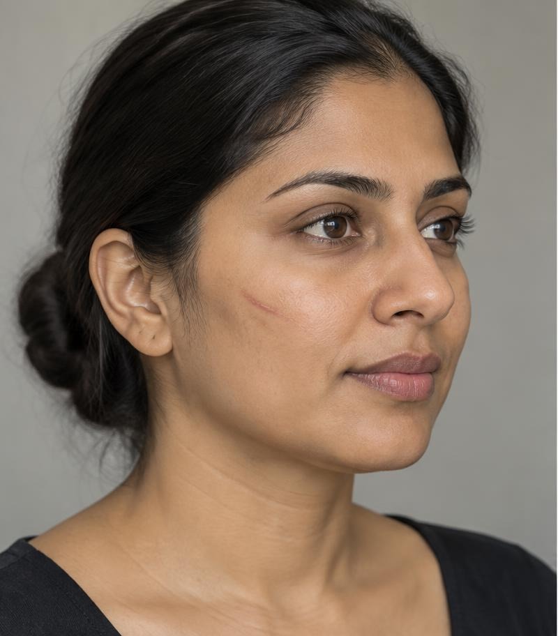 Illustrative cheek scar before reconstructive care